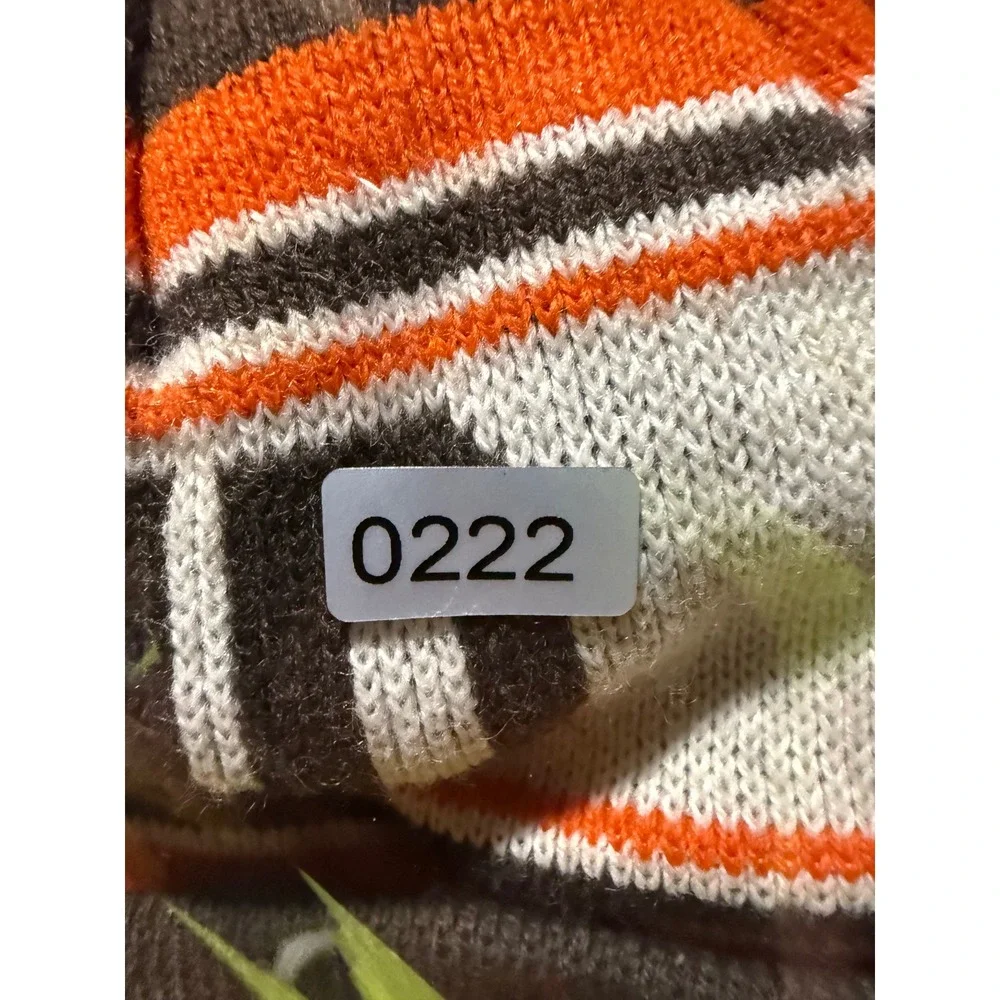 NFL Team Apparel Cleveland Browns Beanie Youth OSFM Brown Orange Pom Knit Hat